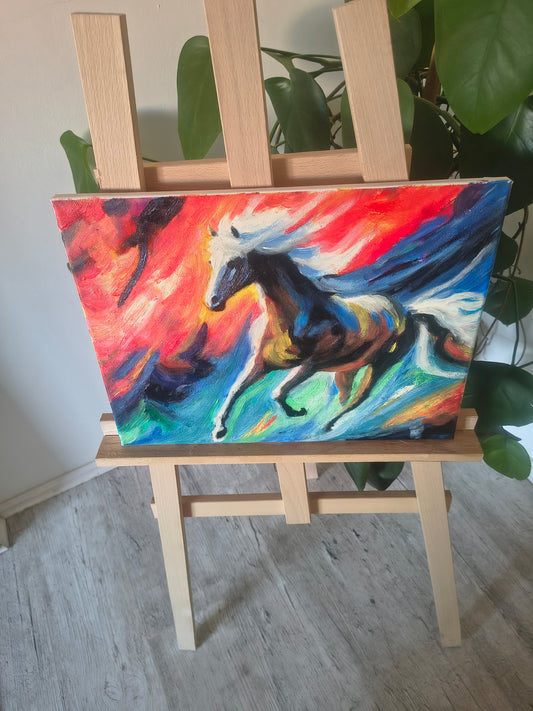 Galopujący Koń – Dynamiczny Ekspresyjny Pejzaż