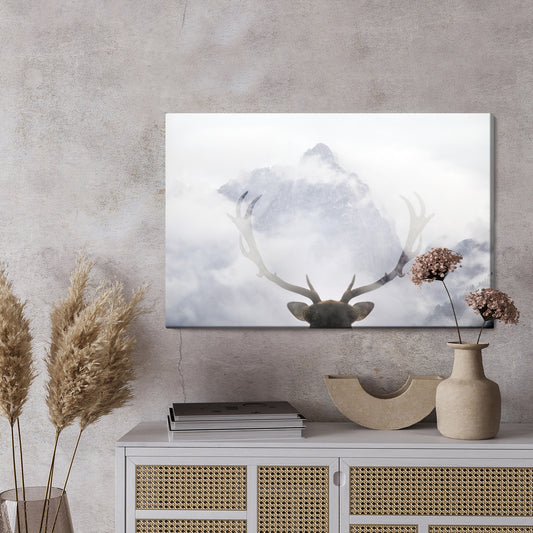 Obraz Na Płótnie Jeleń Patrzący Na Góry