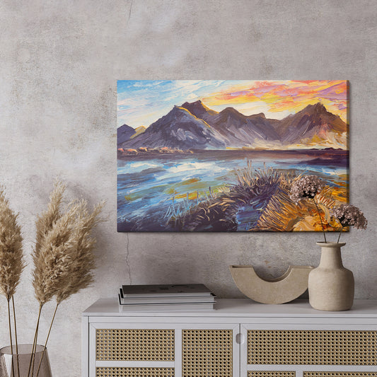 Obraz Na Płótnie Malowany Górski Krajobraz