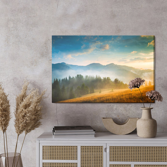 Obraz Na Płótnie Mglisty Krajobraz Górski