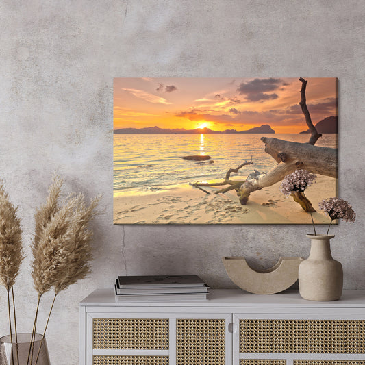 Obraz Na Płótnie Zachód Słońca Na Plaży