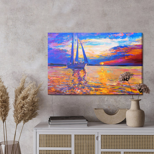 Obraz Na Płótnie Kolorowy Zachód Słońca Nad Morzem