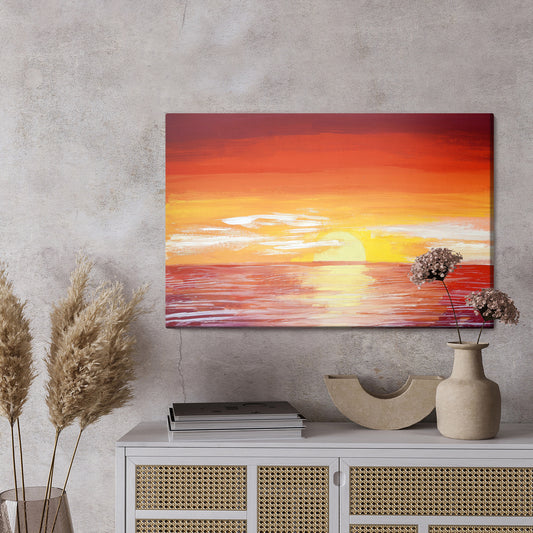 Obraz Na Płótnie Czerwony Zachód Słońca Nad Morzem