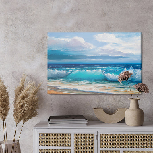 Obraz Na Płótnie Malowane Fale Morskie