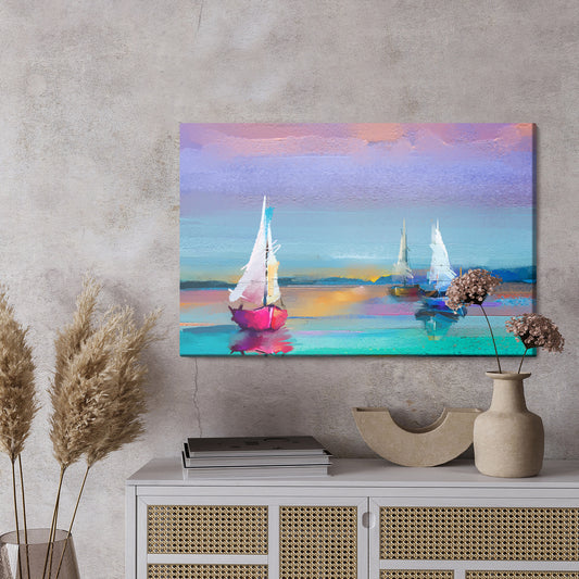 Obraz Na Płótnie Abstrakcyjne Żaglówki Na Morzu