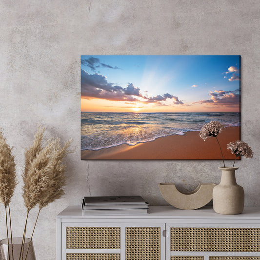 Obraz Na Płótnie Wschód Słońca Morze I Plaża