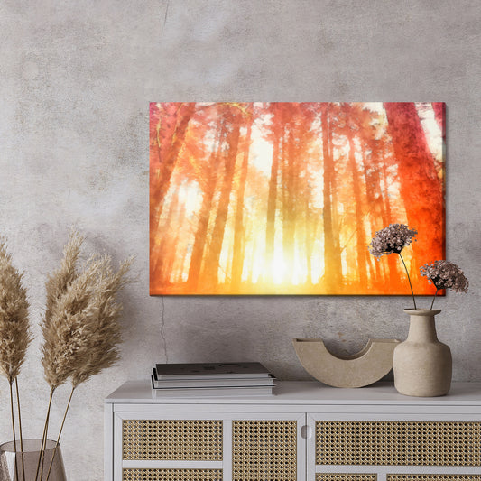Obraz Na Płótnie Świt W Pięknym Lesie