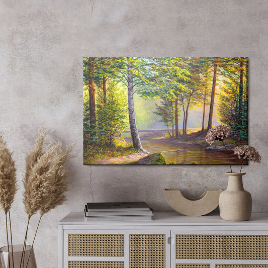 Obraz Na Płótnie Rzeka W Letnim Lesie