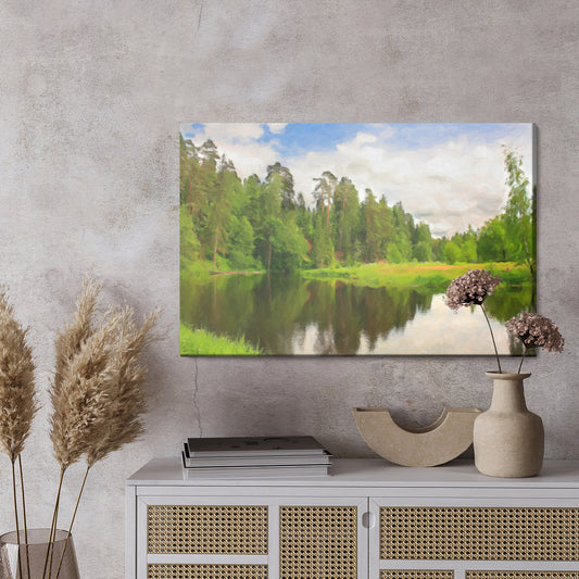 Obraz Na Płótnie Leśny Krajobraz Z Jeziorem