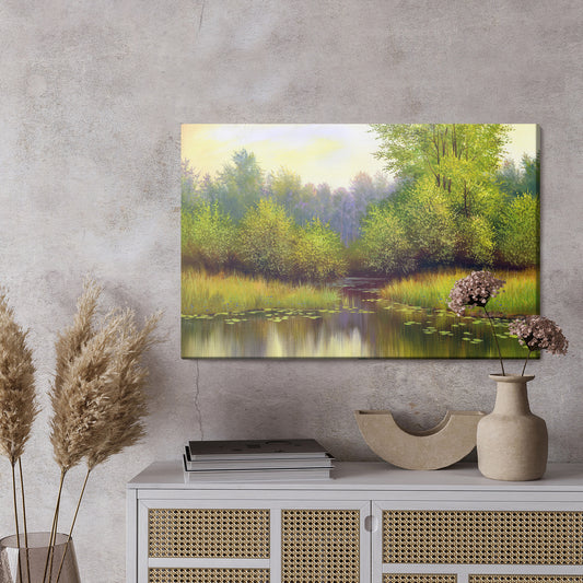 Obraz Na Płótnie Wiosenny Pejzaż Z Jeziorem