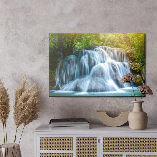 Obraz Na Płótnie Wodospad W Środku Lasu 3D