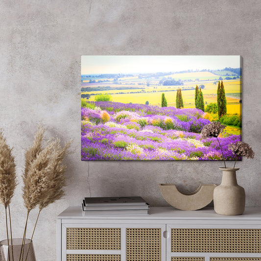 Obraz Na Płótnie Kwitnące Lawendowe Pole Z Efektem 3D