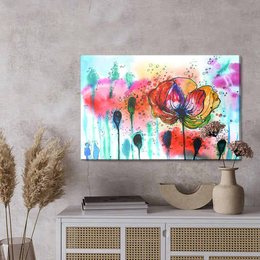 Obraz Na Płótnie Kolorowe Akwarelowe Maki