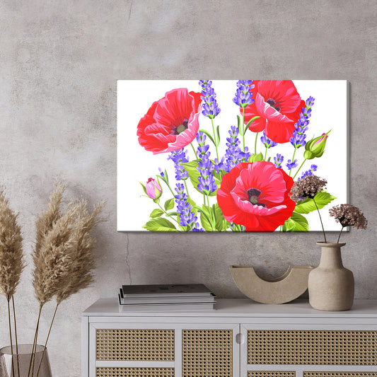Obraz Na Płótnie Bukiet Maków I Lawendy