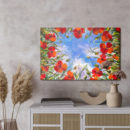 Obraz Na Płótnie Widok Z Dołu Na Malowane Czerwone Maki