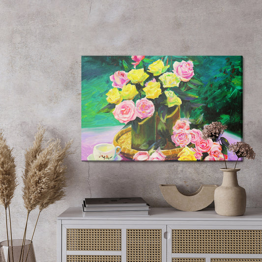 Obraz Na Płótnie Bukiet Róż Jak Malowany