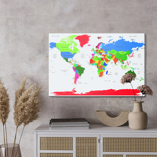 Obraz Na Płótnie Kolorowa Mapa Polityczna Świata