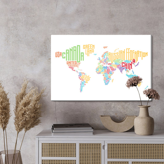 Obraz Na Płótnie Mapa Świata - Napisy