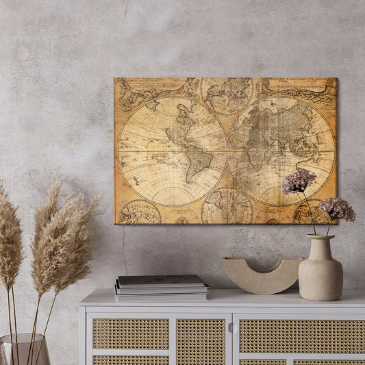 Obraz Na Płótnie Stara Mapa Świata Z Xviii Wieku