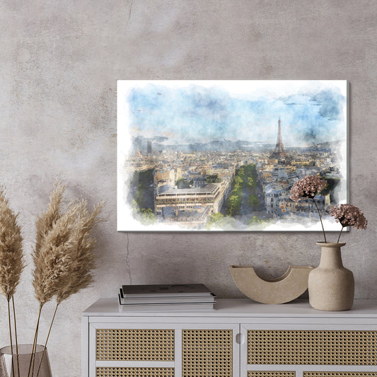 Obraz Na Płótnie Panorama Paryża - Akwarela