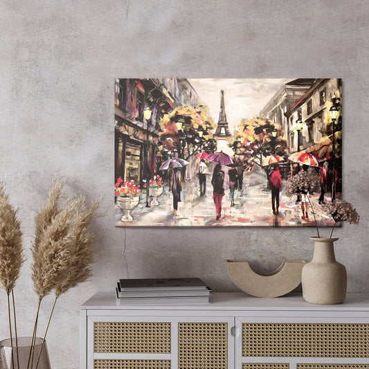 Obraz Na Płótnie Ludzie Z Kolorowymi Parasolkami W Paryżu