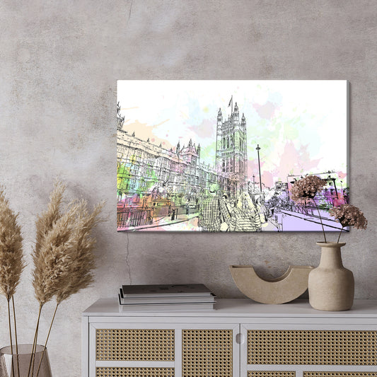 Obraz Na Płótnie Pałac Westministerski Malowany Akwarelą