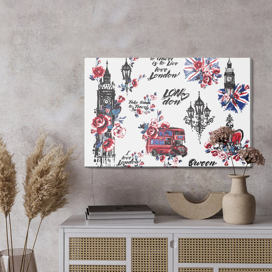 Obraz Na Płótnie Londyńskie Symbole I Kwiaty