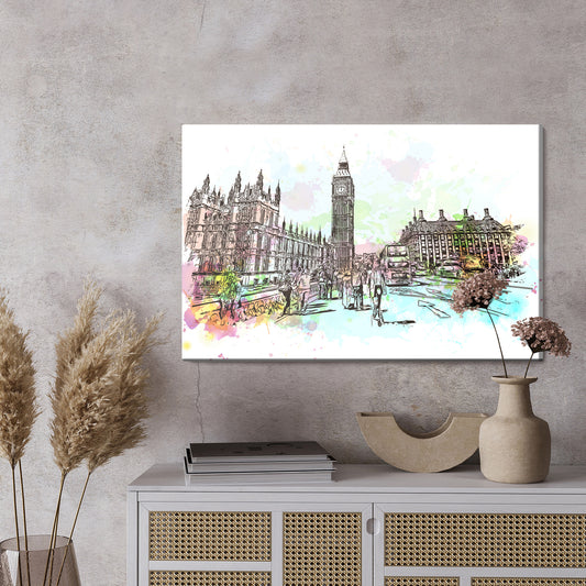 Obraz Na Płótnie Londyńska Ulica Malowana Akwarelą