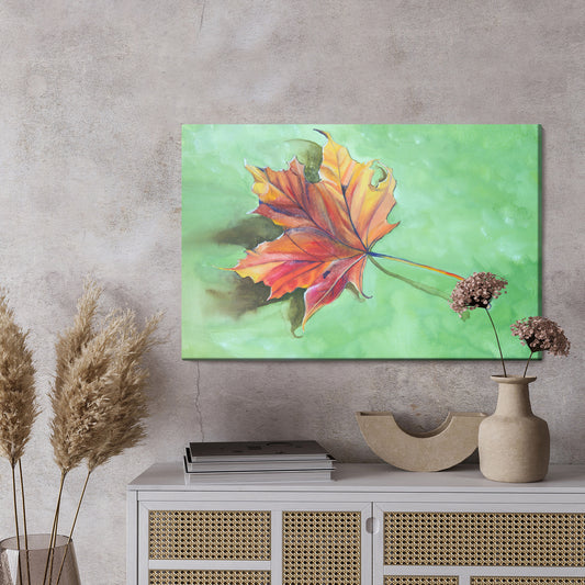 Obraz Na Płótnie Liść Klonu Jesienią Malowany Akwarelą