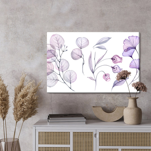 Obraz Na Płótnie Fioletowo-Różowe Liście I Kwiaty