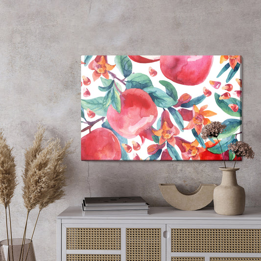 Obraz Na Płótnie Owoce Granatu Malowane Akwarelą