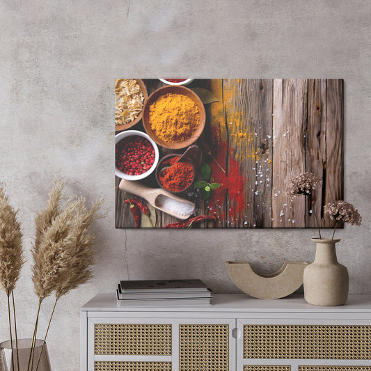 Obraz Na Płótnie Ostre Przyprawy Na Deskach