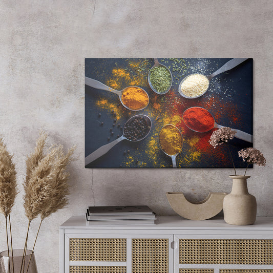 Obraz Na Płótnie Kolorowe Przyprawy Na Łyżkach