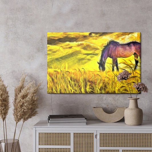 Obraz Na Płótnie Malowany Koń Na Polu