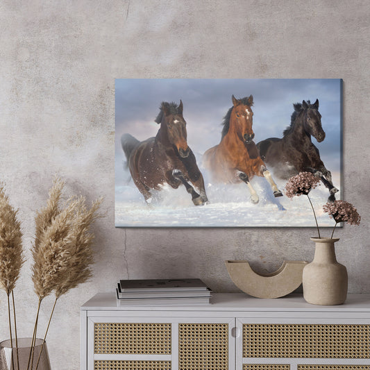 Obraz Na Płótnie Galopujące Konie Zimą