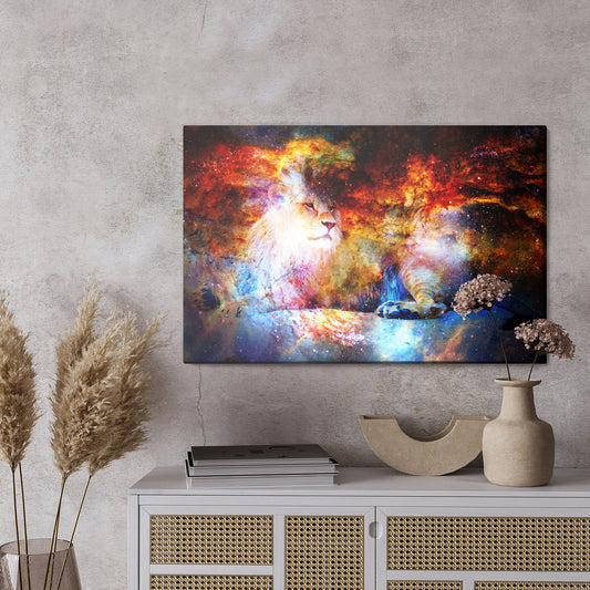 Obraz Na Płótnie Lew W Przestrzeni Kosmicznej