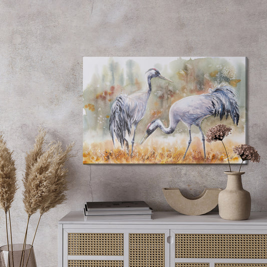 Obraz Na Płótnie Żurawie Na Polu