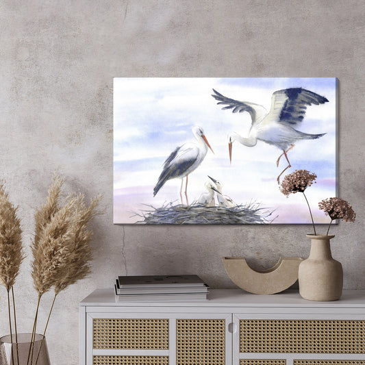 Obraz Na Płótnie Akwarelowe Bociany