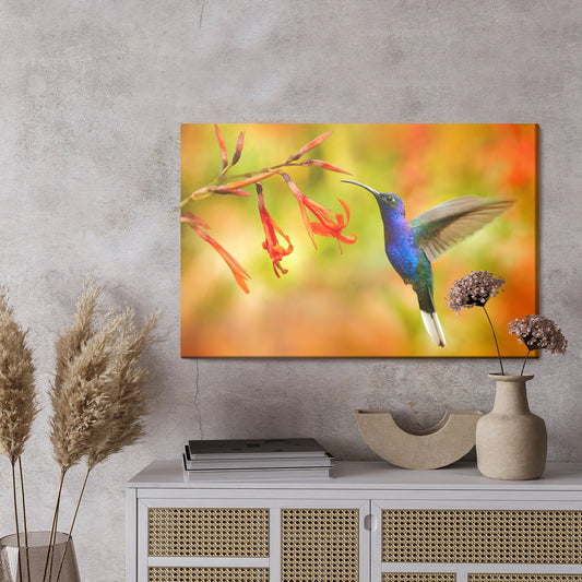 Obraz Na Płótnie Ptak Koliber I Kwiaty