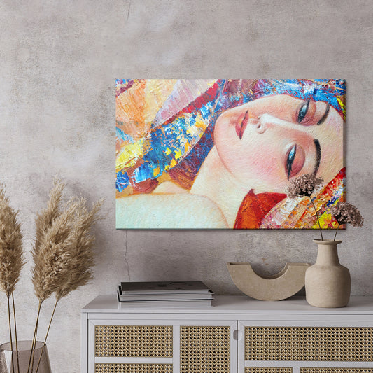 Obraz Na Płótnie Barwny Portret Młodej Kobiety