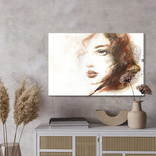 Obraz Na Płótnie Portret Kobiety W Brązowych Barwach