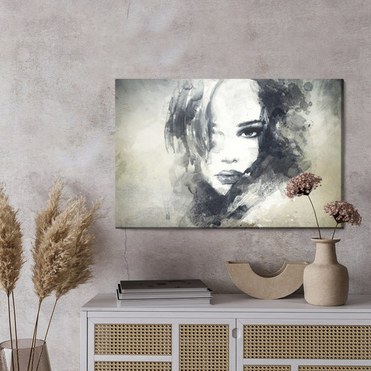 Obraz Na Płótnie Kobieca Twarz W Akwarelowej Odsłonie