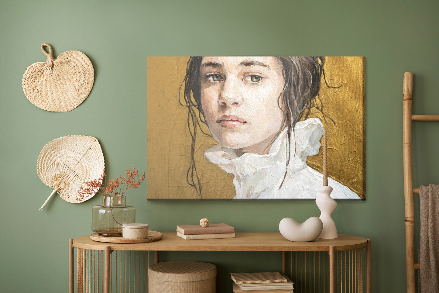 Obraz Na Płótnie Oil Painting. Portrait Of A Girl . The Art Is Done In A Realistic Manner.