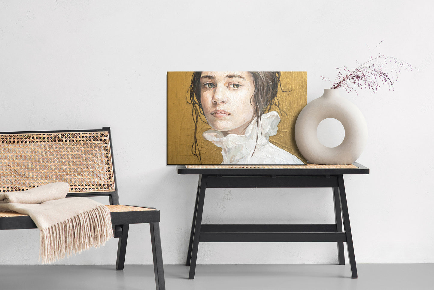 Obraz Na Płótnie Oil Painting. Portrait Of A Girl . The Art Is Done In A Realistic Manner.