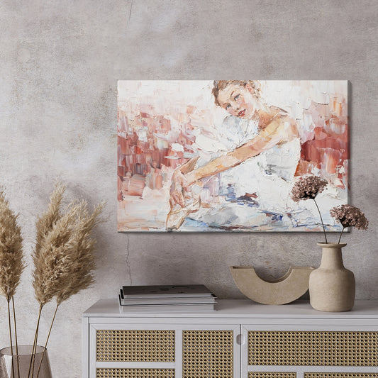 Obraz Na Płótnie Little Pretty Ballerina, Painted Expressively. Palette Knife Technique Of Oil Painting And Brush.