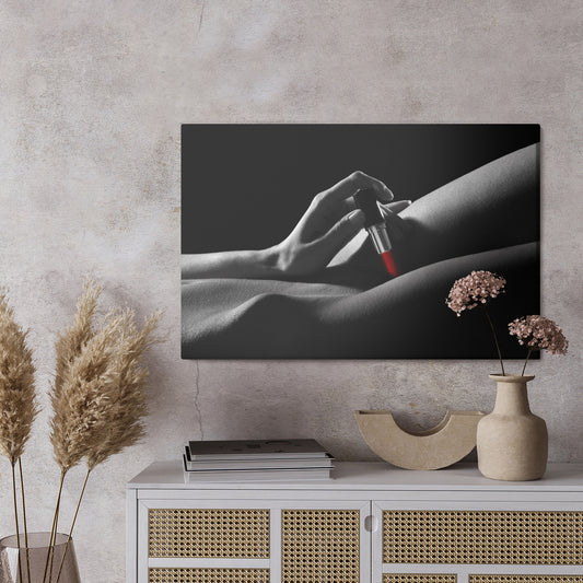 Obraz Na Płótnie Kobieta Ze Szminką W Erotycznej Pozie