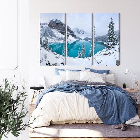 Obraz Wieloczęściowy Jezioro Morenowe Zimą