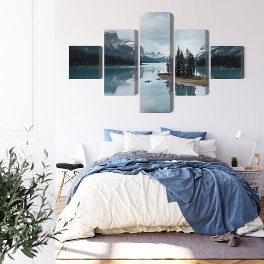 Obraz Wieloczęściowy Wyspa Duchów W Parku Narodowym Jasper, Kanada