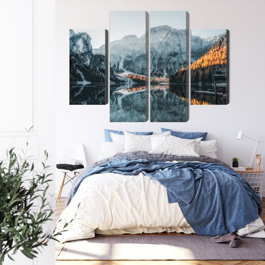 Obraz Wieloczęściowy Włoskie Jezioro Braies 3D