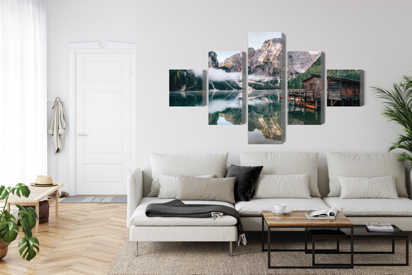 Obraz Wieloczęściowy Domek Nad Włoskim Jeziorem Braies 3D